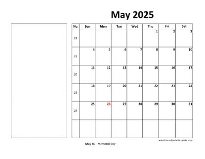 may 2025 calendar boxnotes horizontal