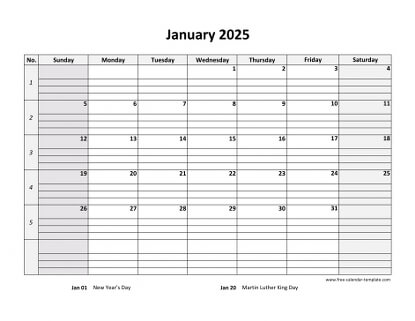 monthly 2025 calendar daygrid horizontal