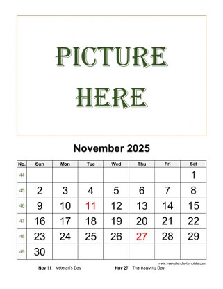 november 2025 calendar picture vertical