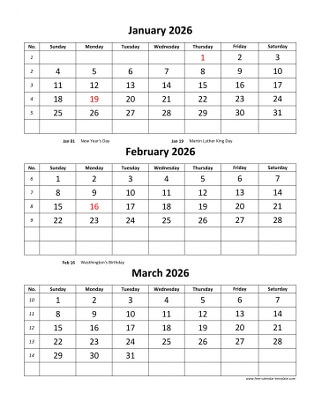 Printable Monthly Calendar 2026 With Lines My Edu Worksheet