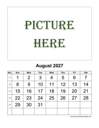 august 2027 calendar picture vertical
