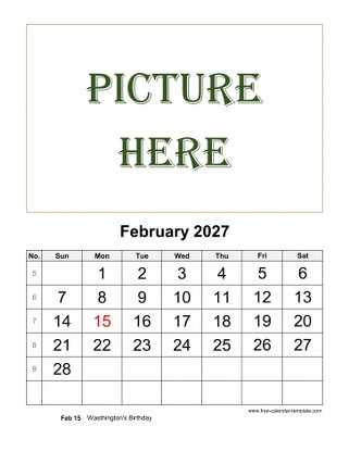february 2027 calendar picture vertical