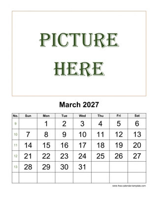 march 2027 calendar picture vertical