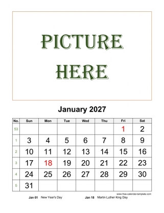 monthly 2027 calendar picture vertical