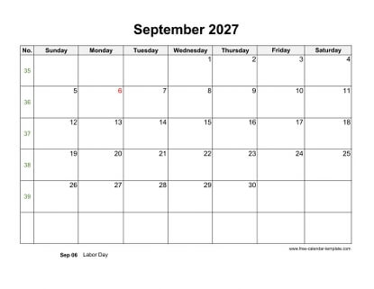 september 2027 calendar holidays horizontal