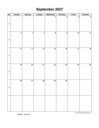 september 2027 calendar holidays vertical